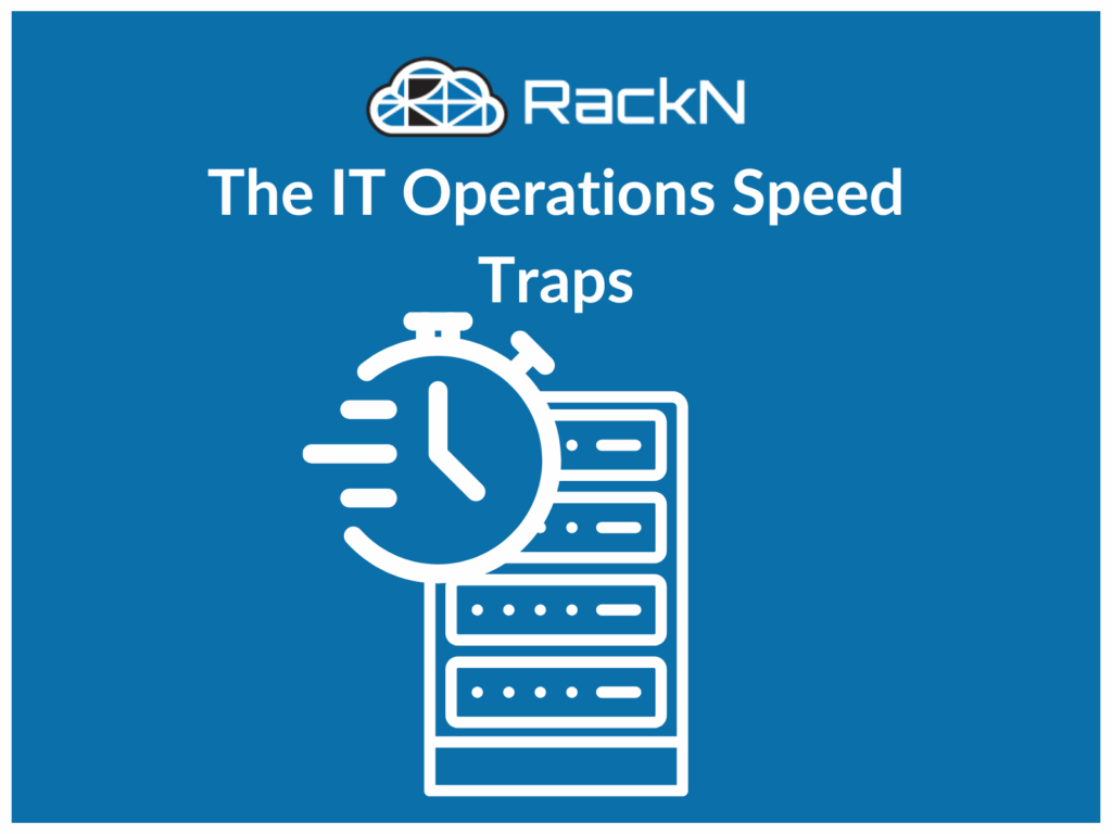 Thumbnail for The IT Operations Speed Traps blog post. Graphic shows stopwatch in front of server hardware.