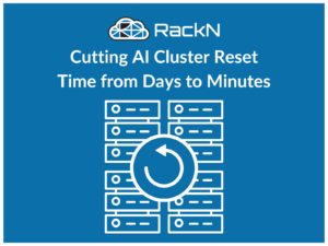 Thumbnail for Cutting AI cluster reset time from days to minutes blog post. Graphic depicts a set of servers with a refresh symbol in the middle of them.
